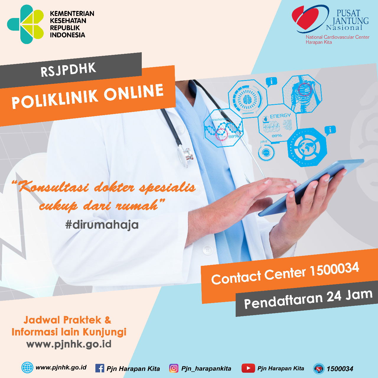 Tetap memberikan pelayanan konsultasi jantung saat pandemi, RSJPDHK melaksanakan Poli Online